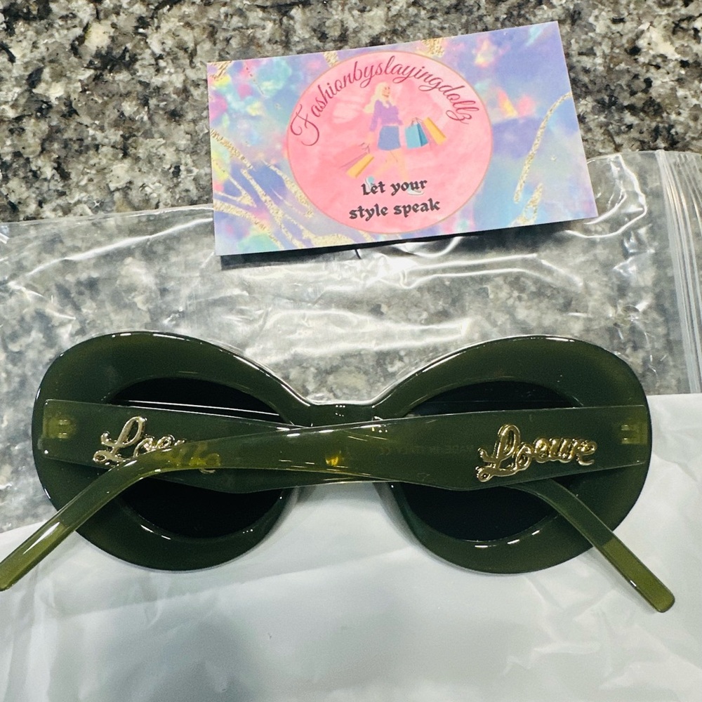 Green Sunglasses with Gold Accents Loewe